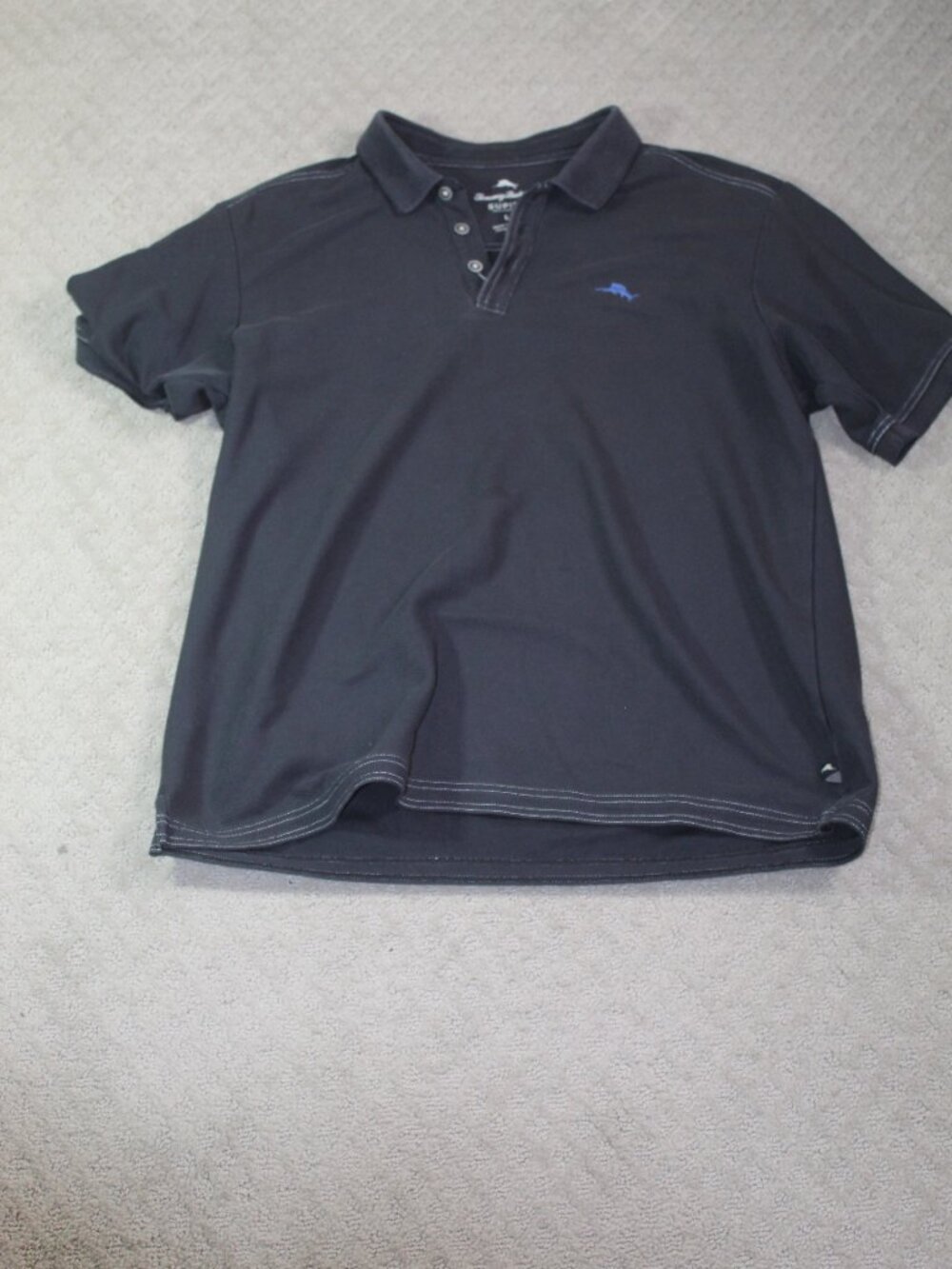 Tommy Bahama Size L Dark Bluish Gray Short Sleeve 100% Supima Cotton Polo Shirt